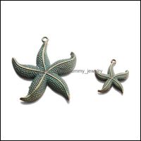 Charms Jewelry Findings Components Antique Greek Bronze Verdigris Patina Brass Starfish Pendants For Diy Finding Making Accessories Wholes