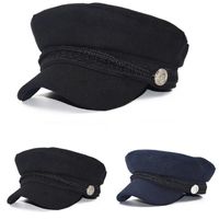 Berets Ladies Solid Classic Womens Girls Wool Blend Baker Boy Peaked Cap Sboy Beret Hat Travel ButtonBerets