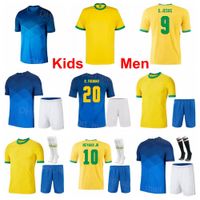 Män Kids National Team Brazils Fotboll Jersey 9 Richarlison 19 Raphinha 11 Philippe Coutinho 3 Thiago Silva 7 Lucas Paqueta 4 Marquinhos 2 Danilo Fotbollskjorta Kit