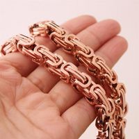 4 5 8mm Fashion Jewelry Rose Gold 316L Stainless Steel Byzantine Box Chain Men Women Necklace Or Bracelet Bangle 7-40" Gift C288t