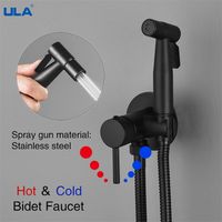 ULA Black Robinet Brass Bidet pulvérisateur portable robinet de toilette Cold Water Bathroom Mixer Shattaf Valves Hygienic Douche 220722