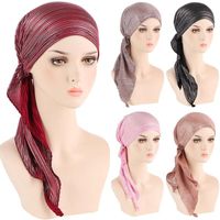 Eşarp Müslüman Kadınlar Yumuşak Streç Türban Şapkası Ön bağlı başlıklı atkısı baskılı Ladiess Pamuk Kanser Kemo Kapak İç Hijabs Saç Accessoriesscarve