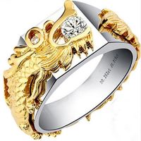 0.25Ct Dragon Ring for Men 925 Sterling Silver White Gold Color Ring China Long Synthetic Diamonds Ring Male Wedding Jewelry280S