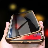 Sekretessmetallmagnetiska fall för iPhone X XR XS 11 12 Pro Max Anti Peeping Clear Double Sided Glass Thin 360 Full Protect255G