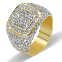 2020 Hiphop CZ Rings For Mens Full Diamond Square Hip Hop Ring Gold Plated Jewelries 289P