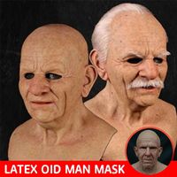 Lateks yaşlı adam maske erkek cosplay kostümü gizlemek gerçekçi maskeler yeniden kullanılabilir cadılar bayramı korkutucu komik parti pervane 220705