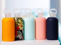 DHL лето творческий 16 унций стекла бутылка с водой светло-серый с красочными безопасными съемными силиконовыми втулками
