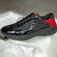 2021 Erkekler Amerika Kupası Sneaker Tasarımcı Ayakkabı Koşucular Sneakers Patent Deri Düz Eğitmenler Siyah Örgü Açık Rahat Ayakkabı ile Kutusu No53