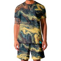Camouflage Gradient Tracksuit Men Summer Short Sleeve Casual Tshirt Shorts Mens Sweatsuit 2PC Tee TopsSweatpant Male Set Custom 220622