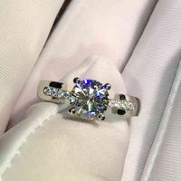 925 sterling silver Luxury style 4 claws Moissanite ring 1ct 2ct 3ct Round Cut Engagement Anniversary Ring