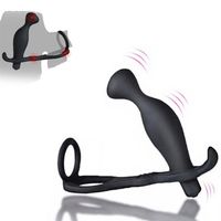 Male Vibrating Prostate Massager with Double Vibrator Pleasure Butt Plug Sex Toys for Men Cock Ring307T
