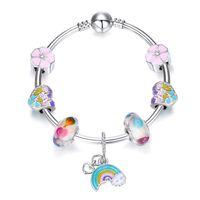 16-21CM Fashion rainbow Charm Bracelet 925 Silver plated Bracelets Royal Crown Accessories Crystal Bead Diy Wedding Jewelry with b249R