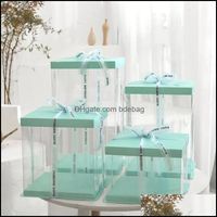 6Inch 8Inch 10Inch Transparent Cake Box Plastic Packaging Organizer Boxes And Diy Wedding Gift Drop Delivery 2021 Wrap Event Party Supplie