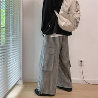 Мужские брюки Негабаритный грузовой мужчина мода карманная карманная японская уличная одежда хип -хоп Свободный прямой широкий мужской брюк