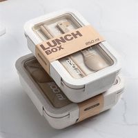 Zestawy obiadowe 1100 ml Zdrowy materiał Lunch Box Pheat Słoma Styl Japoński Bento Boxes Microwave Container
