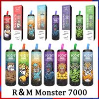 100% Original RM Monster 7000 Puffs Dispositivos de cigarro descartáveis ​​caneta e cigarro tipo C Rechargable Bateria de 550mAh 15ml 13 CORES PRESFOLHAS PRESENTEME