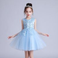 Dress 2022 summer new high-end children's summer Western-style vest in the big boy girl Pengpeng birthday performance costume piano host one piece on behalf of