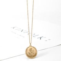 Srcoi Dainty Gold Color Rose Collar Colgante Redonda de moneda Geométrica Collar Collar Fiesta de Medallón de Medallón de moda258o