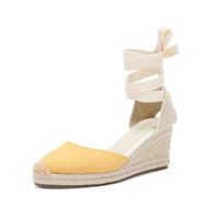 Sandalet yaz bayanlar moda platform ayak bileği kayış kama şal ayak parmağı konfor yüksek topuk espadriles kadın stil