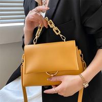 Metal Chain Soft Leather Satchels High Quality Bags Solid Co...