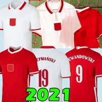 21 22 homens Kit de futebol Jersey Home 2021 2022 Branco Vermelho Grosicki # 11 Piszczek Milik Land Lewandowski Jerseys Adulto Futebol Camisas Homens Uniformes Camisolas