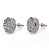 Mens Hip Hop Stud Earrings Jewelry Fashion Gold Round Zircon Iced Out Earring For Men255M