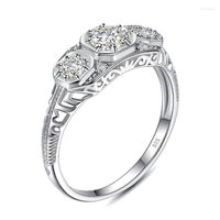 Cluster anneaux purs 925 argent 3 anneau de pierre Mossanite pour les femmes avec un certificat GRA engagement de mariage mari￩e bijoux fait ￠ la main