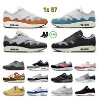 2022 Novo OG 1 87 Homens Mulheres Running Shoes Running 1s 87s Night Maroon Maroon Black Monarch Noise Aqua Saturn Gold Bred Daisy Mens Trainers Outdoor Sports Sneakers 36-45