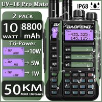 2pack baofeng uv 16 pro mate true 10w walkie talkie uv16pro di supporto di supporto c 50 km a lungo raggio aggiornamento radio uv5r uv10r 220728