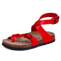 Sandalet erkek moda cork 2022 erkekler rahat yaz plaj gladyatör toka kayış ayakkabı daireler beyaz kahverengi kırmızı