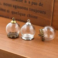 5Set 20 15mm Hollow Glass Pendants Globe With Sätt baspärlor Cap Set 0RB Injektionsflaskor Pendant Bottle Jewelry