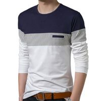 Magliette da uomo camicia uomo maniche lunghe cotone o collo di moda patchwork stripe causals abbigliamento