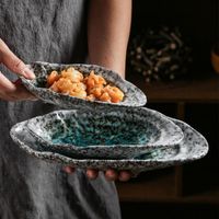 PLAIS ASSAGES DU RESTAUX Japonais Forme de coque en céramique Varelle Sushi Assiette Sashimi Creative Huître plat
