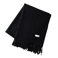 Scarves 100%Wool Scarf Women Pashmina 200 70cm Pure Wool European Warm Shawl Big Black Limited QuantitiesScarves