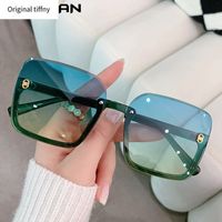 Oulylan 2022 demi-cadre lunettes de soleil carrée pour femme branchée marque gradient vert soleil lunettes hommes nuances uv400 style coréen Y220413
