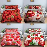 Ensembles de literie de style nordique motifs de fraises couvertures de courtepointe ensemble 2 / 3pcs couvre-couvercle de couette de couette lit d'oreiller EU / US / AU / UKBEDDING