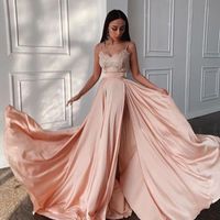 Party Dresses Simple Spaghetti Straps Prom Dress 2022 Sweetheart Lace Gown High Split Slit Evening SexyParty