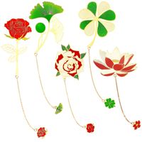 Bookmark Metal Bookmarks with Chain for Women Leaf Hollow Plant Book Lovers Writers Readers Enfants Tentes Adts 5 Style Amoli