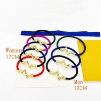 Europe America Fashion Men Lady Women Engraved V Letter Gold Hardware Volt Upside Down Play Polyamide Cord Chain Bracelet Bangle Q280C