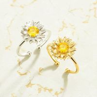 Sunflowers Rings For Women Plant Design Accessories Mini Fin...