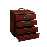 Visa multifunktionella för kvinnor 4 lådor Handgjorda antika stora kapacitet sovrum trä smycken box bärbar skåp skrivbord 220510