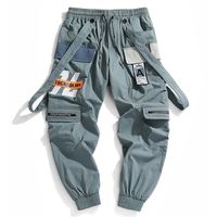 Ribbons multiple cargo harajuku casual joggers biniare pantalone hip hop hop harem pantaloni techweugh uomo lj201221