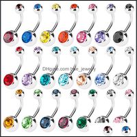 50Pcs Mix Body Jewelry Piercings 316L Medical Stainless Steel Navel Ring Belly Button Charms Accessory 8Colors Drop Delivery 2021 Bell Rin