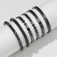 Braccialetti personalizzati Amore geometrico perle piatte Bracciale regolabile personalizzato in pietra vezzetta nera