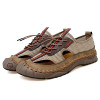 Sandálias Homens casuais de verão ao ar livre sapatos de tamanho manual de couro genuíno 38-47Sandals