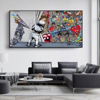 Paintings Child Pull Curtain Graffiti Abstract Wall Art Picture Canvas Painting Fashion Poster Living Room Office Decor Gift