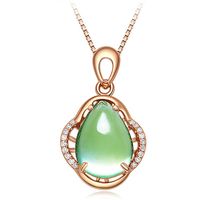 Szaleńce eleganckie eleganckie zielone zielone krystaliczne szmaragdowe kamienie szlachetne Diamenty wisiorki dla kobiet 18K Rose Gold Kolor Choker Prezenty biżuterii