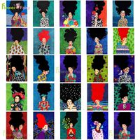 Dipinti dipinti colorati capelli da capelli da ragazza arte murale dipinto dipinto retrò poster nordico cuadros immagini per soggiorno senza cornice