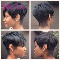 Top Quality Rihanna Hairstyle Human Hair Wig Straight Short Pixie Cut Wigs For Black Women Bob Human Hair Wigs270Y