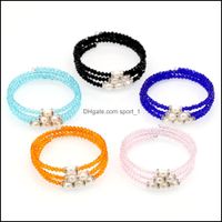 Beaded Strands Bracelets Jewelry Elastic Pearl 3 Layers Crystal Beads Freshwater White Bracelet Charm Bangles Women Gifts Drop Delivery 202